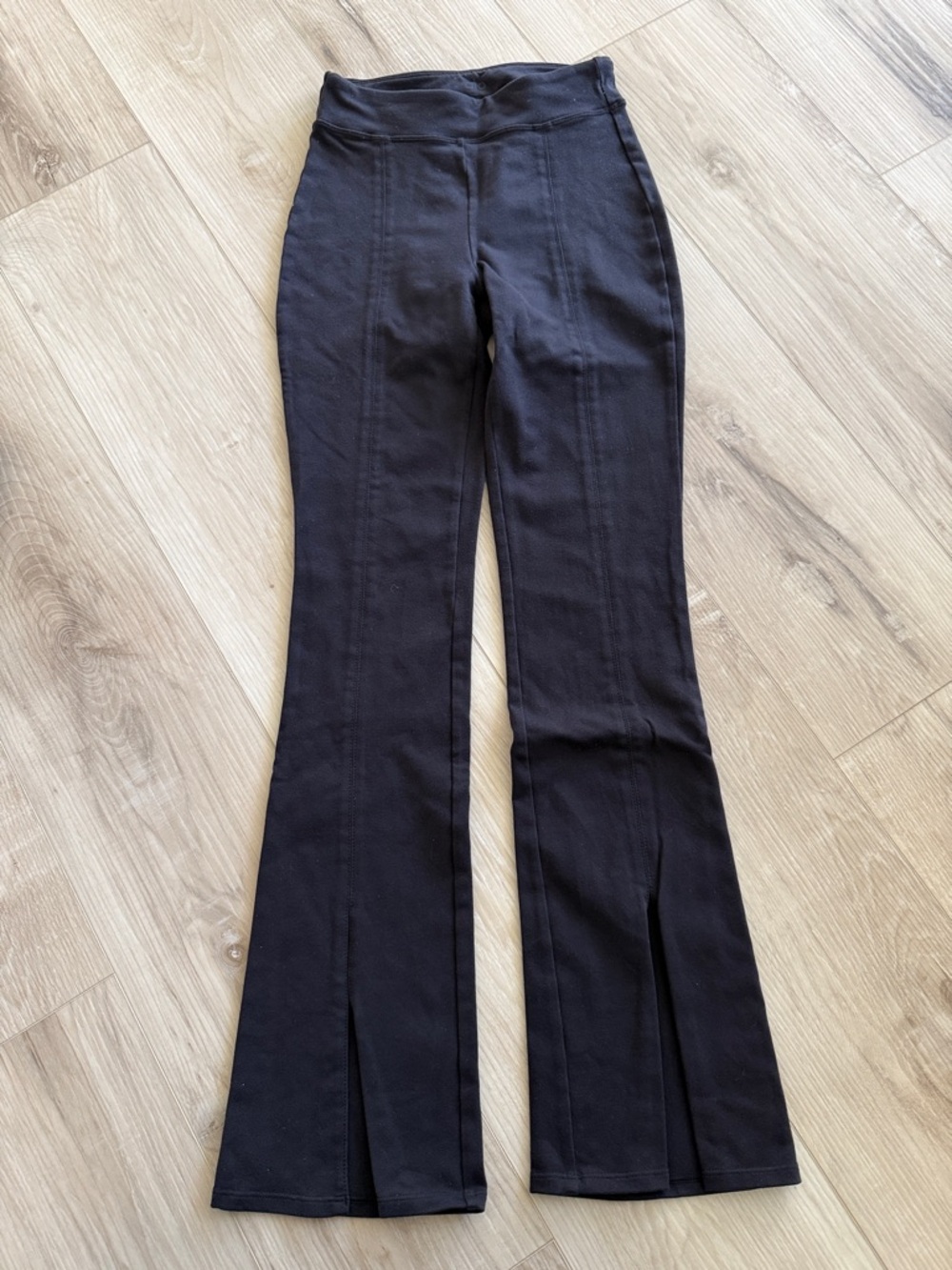 ALO Yoga Black High-Waist Flare Pants with Front Slits